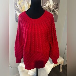 Cozy Red Cable Knit Sweater size 2XL
